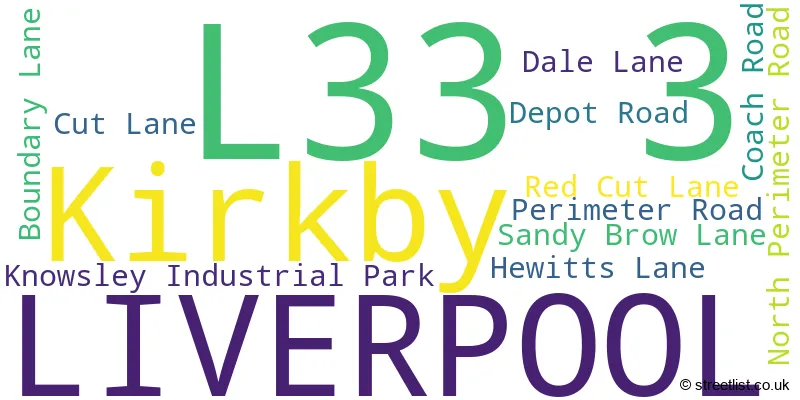 A word cloud for the L33 3 postcode
